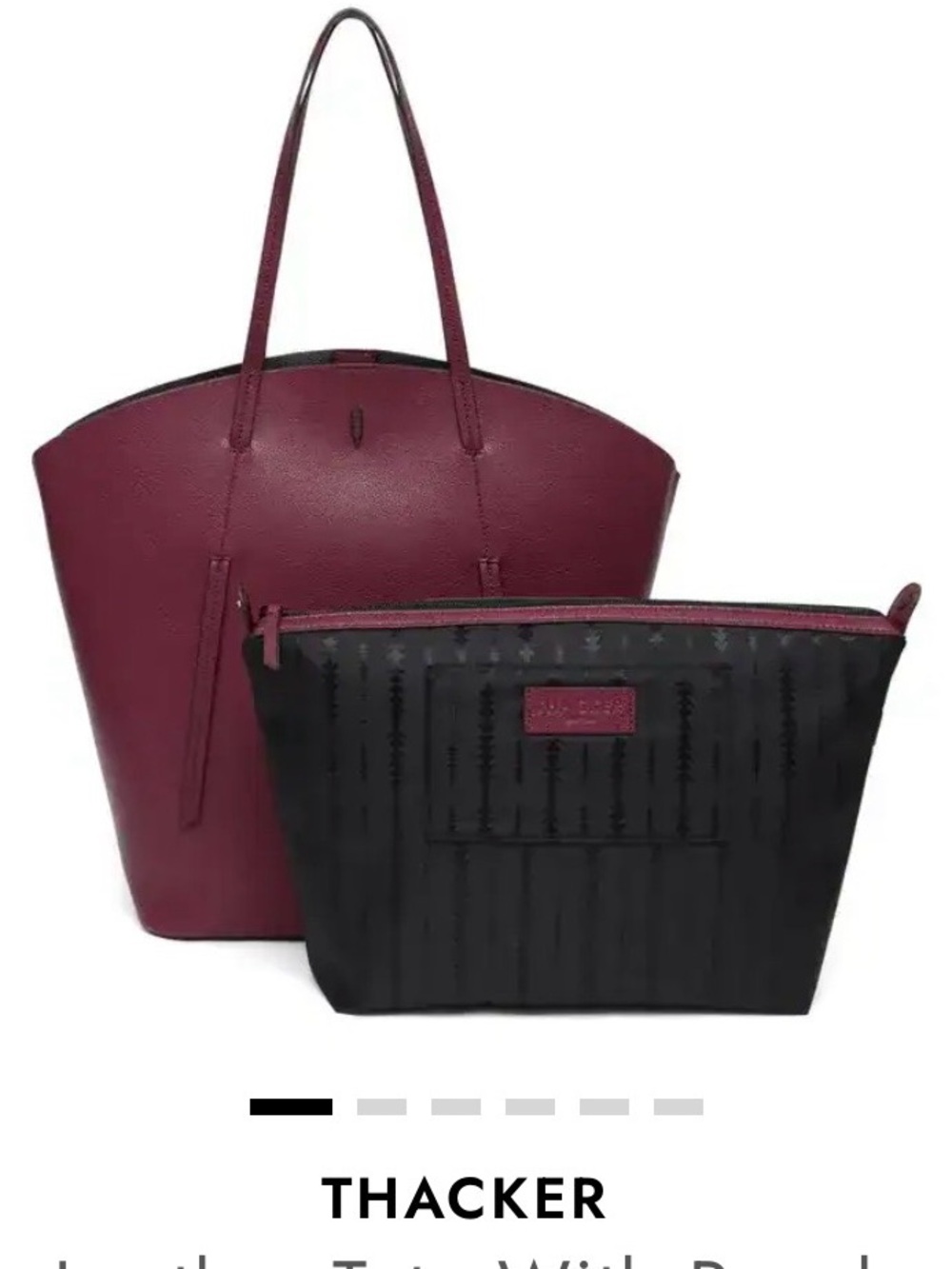 Thacker Tote with Zip Pouch - Burgundy and Black